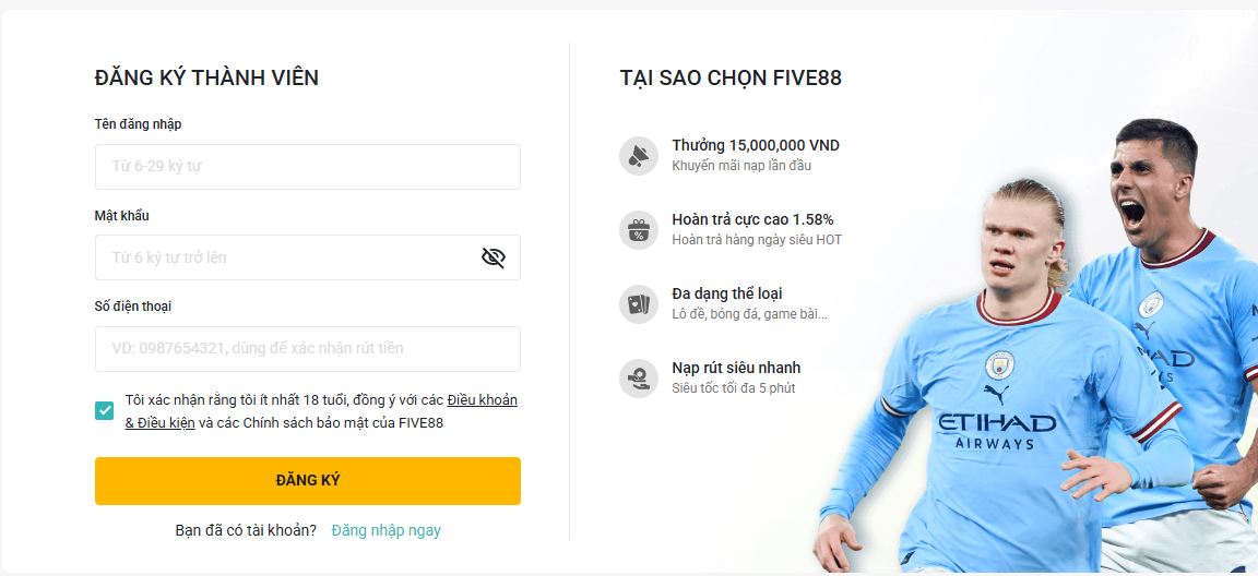 Đăng ký nhà cái Five88